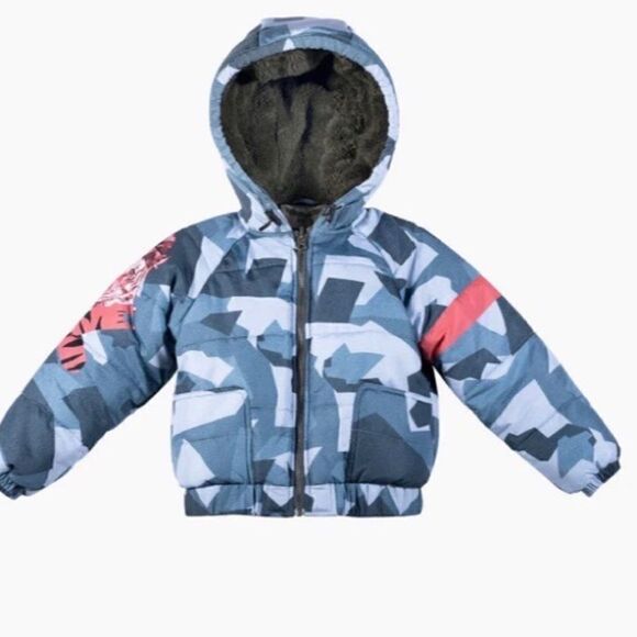 Paper wings puffy camo tiger Sherpa jacket - Picture 2 of 5